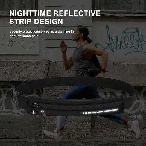 quwei حزام الجري النحيف للنساء والرجال هدية، حزام الخصر للعدائين مع شريط عاكس، حامل هاتف حزمة فاني للركض، حزام الحقيبة الجري قابل للتعديل للمشي لمسافات طويلة وركوب الدراجات in Kuwait