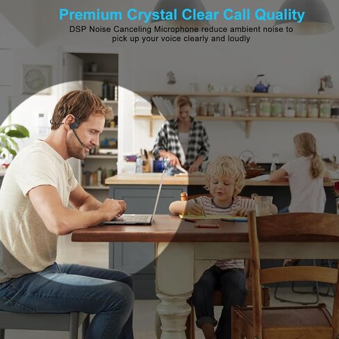 iDIGMALL Bluetooth 5.3 Headset w/Magnetic Detachable Microphone, Light Open Ear Wireless Headphone w/DSP Noise Canceling Mic for Phone PC Laptop, Comfort for Office Meeting Home Work, 12H Playtime in Saudi Arabia