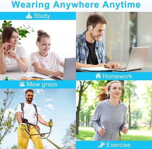 iDIGMALL Bluetooth 5.3 Headset w/Magnetic Detachable Microphone, Light Open Ear Wireless Headphone w/DSP Noise Canceling Mic for Phone PC Laptop, Comfort for Office Meeting Home Work, 12H Playtime in Saudi Arabia