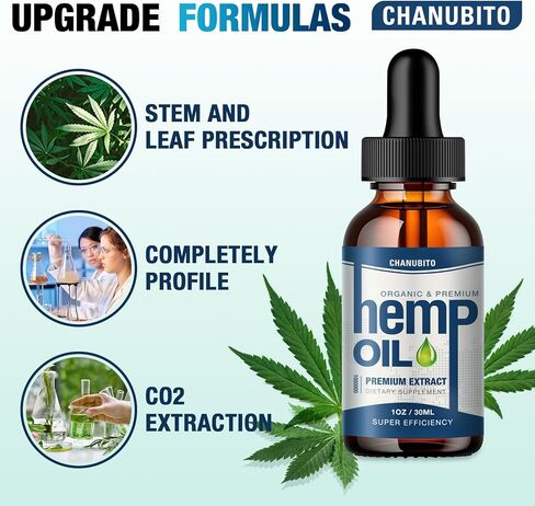 عبوتان من زيت القنب العضوي - 100% قطرات قنب طبيعية 1,000,000 قوة قصوى - زيوت القنب نباتية ممتازة، غير معدلة وراثيًا، نمت، صنع في الولايات المتحدة الأمريكية in Kuwait