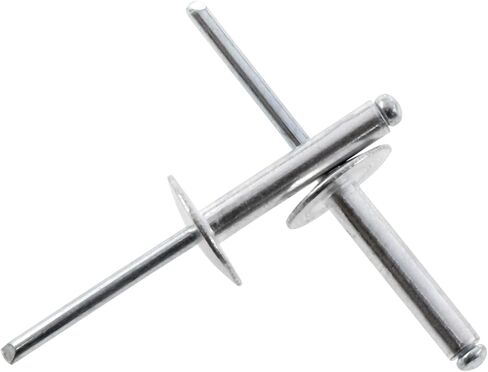 VAKTOK- 50 قطعة 3/16 × 1 بوصة (4.8 × 25 مم) مجموعة متنوعة من المسامير العمياء المصنوعة من الألومنيوم ذات شفة كبيرة برشام أعمى برشام سحب أساسي فضي للاستخدام الداخلي والخارجي برشام أعمى من النوع المفتوح in Kuwait