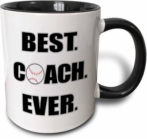 3dRose Baseball Best Coach Ever Mug, 11 oz, Black in Saudi Arabia