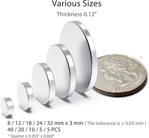 Strong Neodymium Magnets, Rare Earth Magnets for Crafts, Small Magnets for Whiteboard, Heavy Duty Magnets, Mini Magnets, Tiny Magnets, Round Magnets, 5 Sizes, 80 PCS in Saudi Arabia