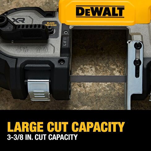 المنشار الحزامي DEWALT 20V MAX XR، محرك بدون فرش، محمول ولاسلكي، سعة القطع 3-3/8 بوصة، أداة عارية فقط (DCS378B) in Saudi Arabia