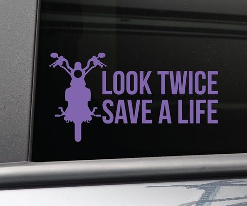 ملصق نافذة ممتص الصدمات من الفينيل لدراجة نارية Look Twice Save a Life للكمبيوتر المحمول والسيارة والشاحنة، مقاس 8.5 بوصة × 4.5 بوصة (برتقالي) in Saudi Arabia