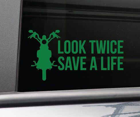 ملصق نافذة ممتص الصدمات من الفينيل لدراجة نارية Look Twice Save a Life للكمبيوتر المحمول والسيارة والشاحنة، مقاس 8.5 بوصة × 4.5 بوصة (برتقالي) in Saudi Arabia