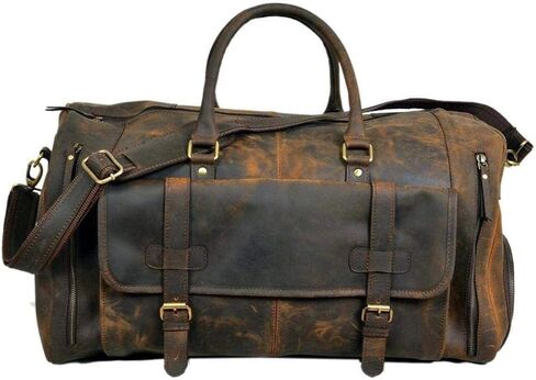 Leather Duffel Bag Overnight Travel Weekend Carryon With Leather Tote Bag in Kuwait