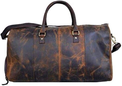 Leather Duffel Bag Overnight Travel Weekend Carryon With Leather Tote Bag in Kuwait