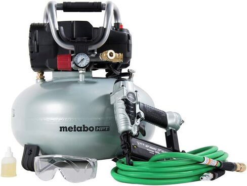 Metabo HPT Air Compressor Combo Kit, Includes Brad Nailer, Pancake Compressor, and 25 Ft Air Hose (KNT50AB) in Saudi Arabia