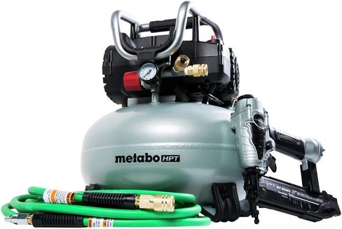 Metabo HPT Air Compressor Combo Kit, Includes Brad Nailer, Pancake Compressor, and 25 Ft Air Hose (KNT50AB) in Saudi Arabia