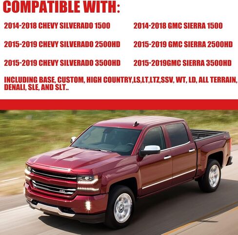 Enovorld Interior Decorated Button Knob Covers Compatible with Chevy Silverado & GMC Sierra 2014 2015 2016 2017 2018, 4WD Temp Air Conditioner AC Switch Audio CD Aluminum Alloy Knob Ring (Red,8pcs) in Saudi Arabia