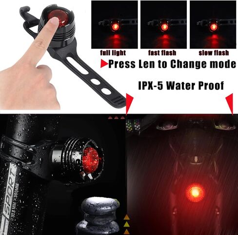 قطعتان من ضوء خلفي للدراجة مزود بشريط صغير مزود بمصابيح LED للدراجة الصغيرة، رؤية 180 درجة - أمان من جميع الجوانب in Kuwait