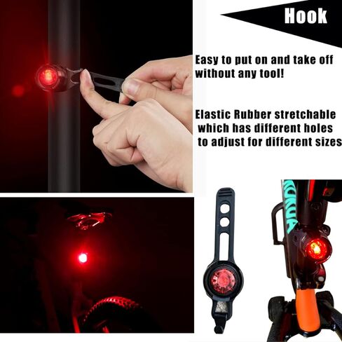 قطعتان من ضوء خلفي للدراجة مزود بشريط صغير مزود بمصابيح LED للدراجة الصغيرة، رؤية 180 درجة - أمان من جميع الجوانب in Kuwait