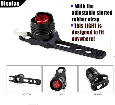 قطعتان من ضوء خلفي للدراجة مزود بشريط صغير مزود بمصابيح LED للدراجة الصغيرة، رؤية 180 درجة - أمان من جميع الجوانب in Kuwait