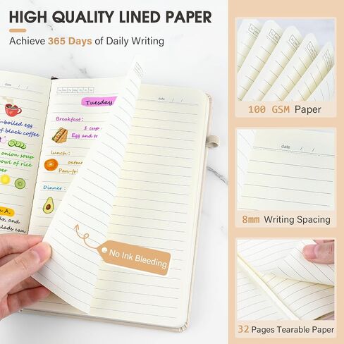 Journal Notebook, 366 Pages 5.6 in x 8.3 in, 100 GSM Thick Paper Lined Journal, Small Hardcover Notebook for Work, School, Note Taking, Travel Diary in Saudi Arabia