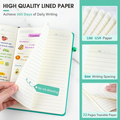 دفتر يوميات، 366 صفحة 5.6 بوصة × 8.3 بوصة، مجلة مبطنة بورق سميك 100 جرام في المتر المربع، دفتر صغير بغلاف مقوى للعمل والمدرسة وتدوين الملاحظات ومذكرات السفر in Kuwait