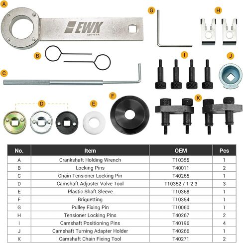أداة توقيت المحرك EWK محاذاة قفل عمود الحدبات لمحرك Audi VW VAG 1.8 2.0 TSI/TFSI EA888 T10355 T10352 T40271 in Kuwait