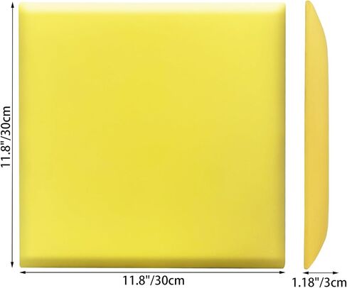 Anti-Collision Wall Padding for Kids, 11.8" X 11.8" Upholstered Wall Panels Headboard, Peel and Stick 3D Wall Panel, Tatami Nursery Playroom Protection Wall Stickers (Yellow, 4) in Saudi Arabia