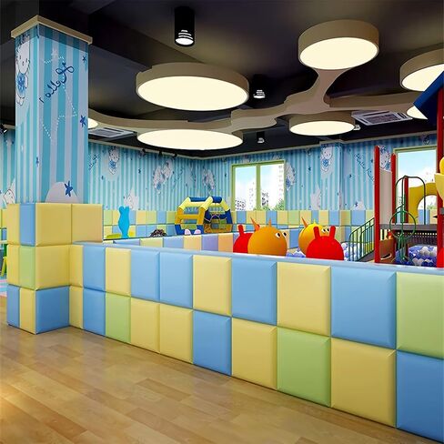 Anti-Collision Wall Padding for Kids, 11.8" X 11.8" Upholstered Wall Panels Headboard, Peel and Stick 3D Wall Panel, Tatami Nursery Playroom Protection Wall Stickers (Yellow, 4) in Saudi Arabia