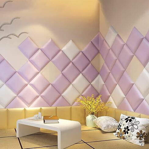 Anti-Collision Wall Padding for Kids, 11.8" X 11.8" Upholstered Wall Panels Headboard, Peel and Stick 3D Wall Panel, Tatami Nursery Playroom Protection Wall Stickers (Yellow, 4) in Saudi Arabia