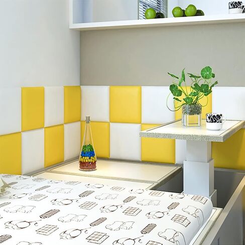 Anti-Collision Wall Padding for Kids, 11.8" X 11.8" Upholstered Wall Panels Headboard, Peel and Stick 3D Wall Panel, Tatami Nursery Playroom Protection Wall Stickers (Yellow, 4) in Saudi Arabia