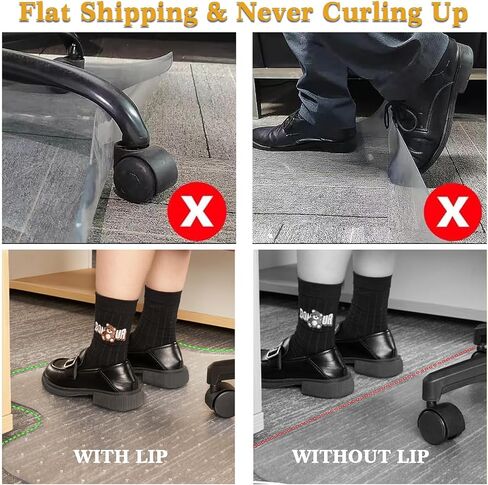Office Chair Mat for Carpet Floor, Heavy Duty Desk Floor Mats Carpeted Protector Slip Resistant Mat, Easy Glide Desk Chair Mat, 36"X 48" Semi Transparent Design Chair Mat for Carpet with Lip (1-Pack) in Saudi Arabia