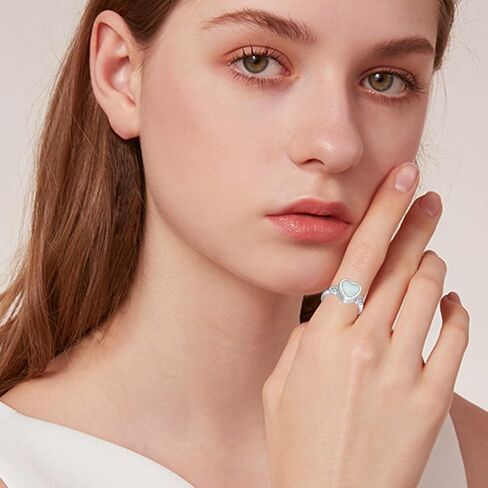 خاتم جرة القلب للرماد 925 من الفضة الاسترليني الوردي أوبال حرق جرة الجرة يحمل رمادًا تذكاريًا محبوبًا مجوهرات رماد تذكارية للنساء والفتيات مقاس 7-9 in Kuwait