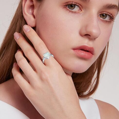 خاتم جرة القلب للرماد 925 من الفضة الاسترليني الوردي أوبال حرق جرة الجرة يحمل رمادًا تذكاريًا محبوبًا مجوهرات رماد تذكارية للنساء والفتيات مقاس 7-9 in Kuwait