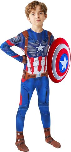 زي الهالوين التنكري للأطفال بدلة رأس البطل الخارق قابلة للفصل مجموعة ملابس داخلية عالية التمدد in Kuwait