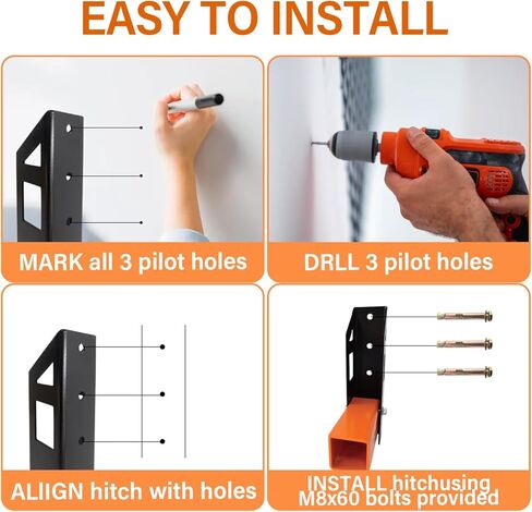 حامل جداري بطول 2 بوصة، حامل دراجة على الحائط، حامل جداري لدراجة المرآب قابل للطي، حامل دراجة للمرآب، حامل حامل تخزين البضائع لمستقبل وصلة المقطورة للشاحنة، جرار الحديقة، أقصى حمولة 300 رطل in Kuwait