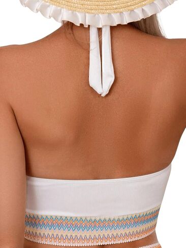 بدلة سباحة نسائية من WDIRARA مكونة من قطعتين من الدانتيل شبه شفافة، مجموعة تانكيني بوهو عالية الخصر مع شورت in Saudi Arabia