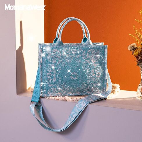 Montana West Sparkly Tote Bag Cashew Flower Satchel Handbags Western Top Handle Purses in Saudi Arabia