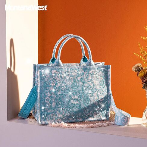 Montana West Sparkly Tote Bag Cashew Flower Satchel Handbags Western Top Handle Purses in Saudi Arabia