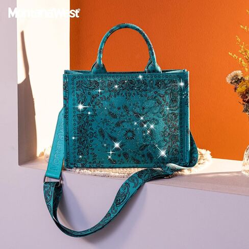 Montana West Sparkly Tote Bag Cashew Flower Satchel Handbags Western Top Handle Purses in Saudi Arabia