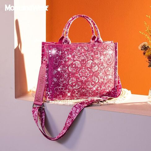 Montana West Sparkly Tote Bag Cashew Flower Satchel Handbags Western Top Handle Purses in Saudi Arabia