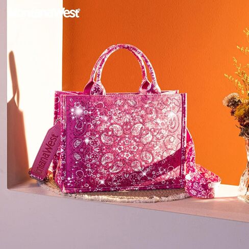 Montana West Sparkly Tote Bag Cashew Flower Satchel Handbags Western Top Handle Purses in Saudi Arabia