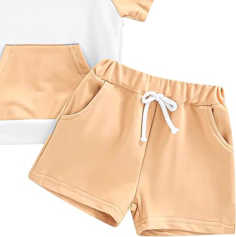 Toddler Baby Boy Clothes Spring Summer Set Short Sleeve Hooded T-Shirt Top Shorts Set Casual Play Outfit in Saudi Arabia