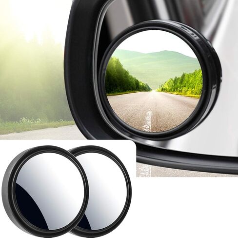 Blind Spot Mirror, 2" Round HD Glass Mirrors Frame Convex Rear View Mirror with Wide Angle Adjustable Stick for Motorcycle ATV Car SUV and Trucks, Pack of 2 in Saudi Arabia