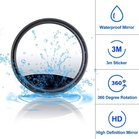 Blind Spot Mirror, 2" Round HD Glass Mirrors Frame Convex Rear View Mirror with Wide Angle Adjustable Stick for Motorcycle ATV Car SUV and Trucks, Pack of 2 in Saudi Arabia