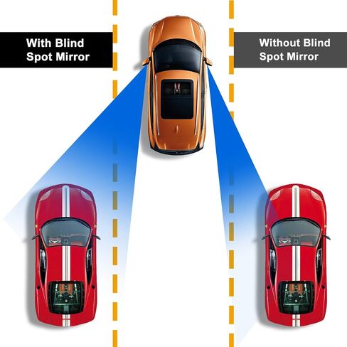 Blind Spot Mirror, 2" Round HD Glass Mirrors Frame Convex Rear View Mirror with Wide Angle Adjustable Stick for Motorcycle ATV Car SUV and Trucks, Pack of 2 in Saudi Arabia