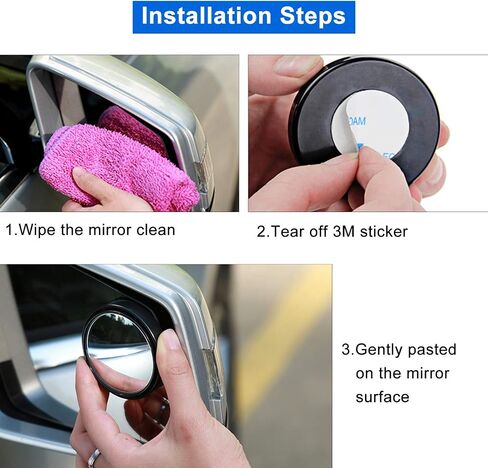 Blind Spot Mirror, 2" Round HD Glass Mirrors Frame Convex Rear View Mirror with Wide Angle Adjustable Stick for Motorcycle ATV Car SUV and Trucks, Pack of 2 in Saudi Arabia