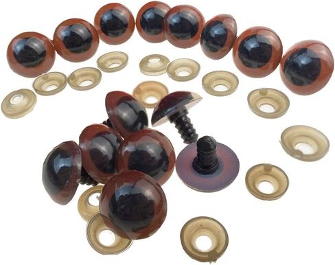 100PCS Brown Plastic Safety Screw Eyes Craft Eyes with Plastic Washer for Bear Animal Puppet Doll Plush Crafts Making Accessories (10mm) in Saudi Arabia