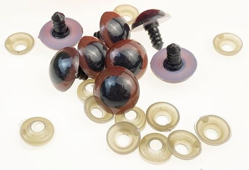 100PCS Brown Plastic Safety Screw Eyes Craft Eyes with Plastic Washer for Bear Animal Puppet Doll Plush Crafts Making Accessories (10mm) in Saudi Arabia