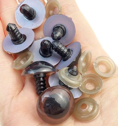 100PCS Brown Plastic Safety Screw Eyes Craft Eyes with Plastic Washer for Bear Animal Puppet Doll Plush Crafts Making Accessories (10mm) in Saudi Arabia