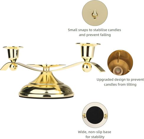 حاملات شموع الزفاف من Unity لمجموعة الاحتفالات، إكسسوارات يوم الزفاف لتزيين حفل الاستقبال، حامل شمعدان موحد بعمود مستدق ذهبي بـ 3 أذرع للمناسبات الرسمية وكنيسة الزفاف in Kuwait