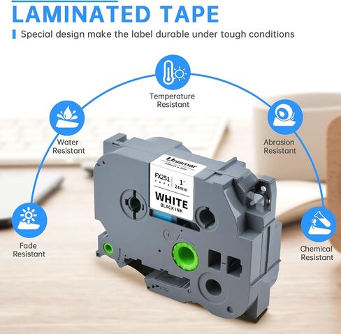 Unismar TZe-FX241 18mm 0.7" Flexible-ID Laminated White Replacement for Brother TZe-FX241 TZ Tape Flexible Cable Wire Label Tape Black on White for P Touch PTD400 PTD410 PTD400AD PTD600, 5-Pack in Saudi Arabia