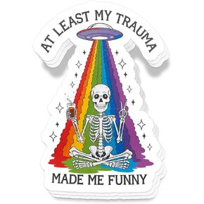 (3 قطع) على الأقل My Trauma Made Me ملصقات مضحكة 3 ''هيكل عظمي لصائق قوس قزح مقاوم للماء كمبيوتر محمول أوقد زجاجة ماء الوفير هدية in Kuwait