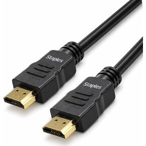 كابل Staples TECH HDMI - كابل صوت/فيديو عالي السرعة من ذكر إلى ذكر بطول 12 قدم لأجهزة التلفاز والشاشات وأجهزة الكمبيوتر المحمولة وأجهزة العرض، أسود in Kuwait
