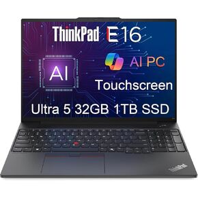كمبيوتر محمول Lenovo ThinkPad E16 Gen 2 Business AI (شاشة لمس 16 بوصة FHD +، Intel 12-Core Ultra 5 125U، ذاكرة الوصول العشوائي DDR5 سعة 32 جيجابايت، 1 تيرابايت SSD)، قارئ بصمات الأصابع، لوحة مفاتيح بإضاءة خلفية، كاميرا ويب، Wi-Fi 6E، Ethernet، Win 11 Pro in Kuwait