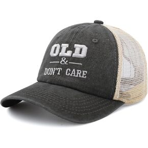 قبعة سائق الشاحنة المطرزة Old & Don't Care، قبعة بيسبول شبكية مغسولة، قبعة قابلة للتنفس للرجال والنساء in Kuwait